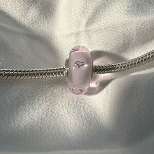 Authentic Retired Pandora Pink Hearts Effervescence Murano Glass